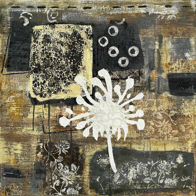 #1250 Fleur la Vie 24x24 acrylic cradled wood panel, 2024