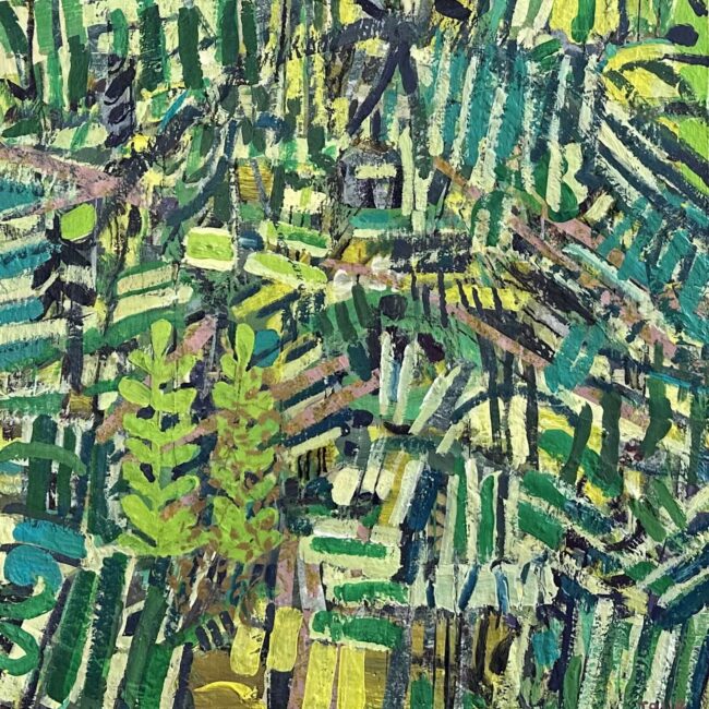 #1310 Flotsam 24x24 mixed media cradled wood panel, 2026